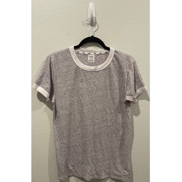 PINK Heather Piping Crew Neck T-Shirt - Picture 1 of 5